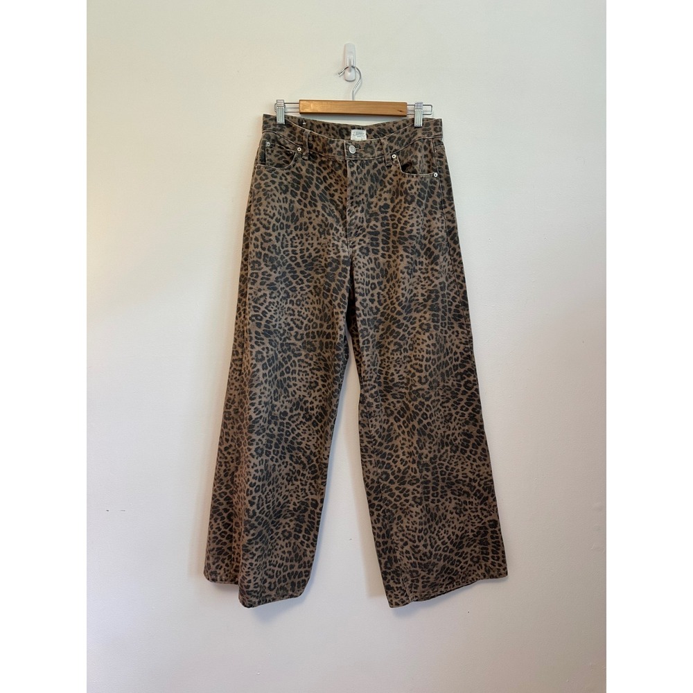 Z Supply Leopard Print Wide Leg Denim Jeans | Size 30 - Picture 2 of 10